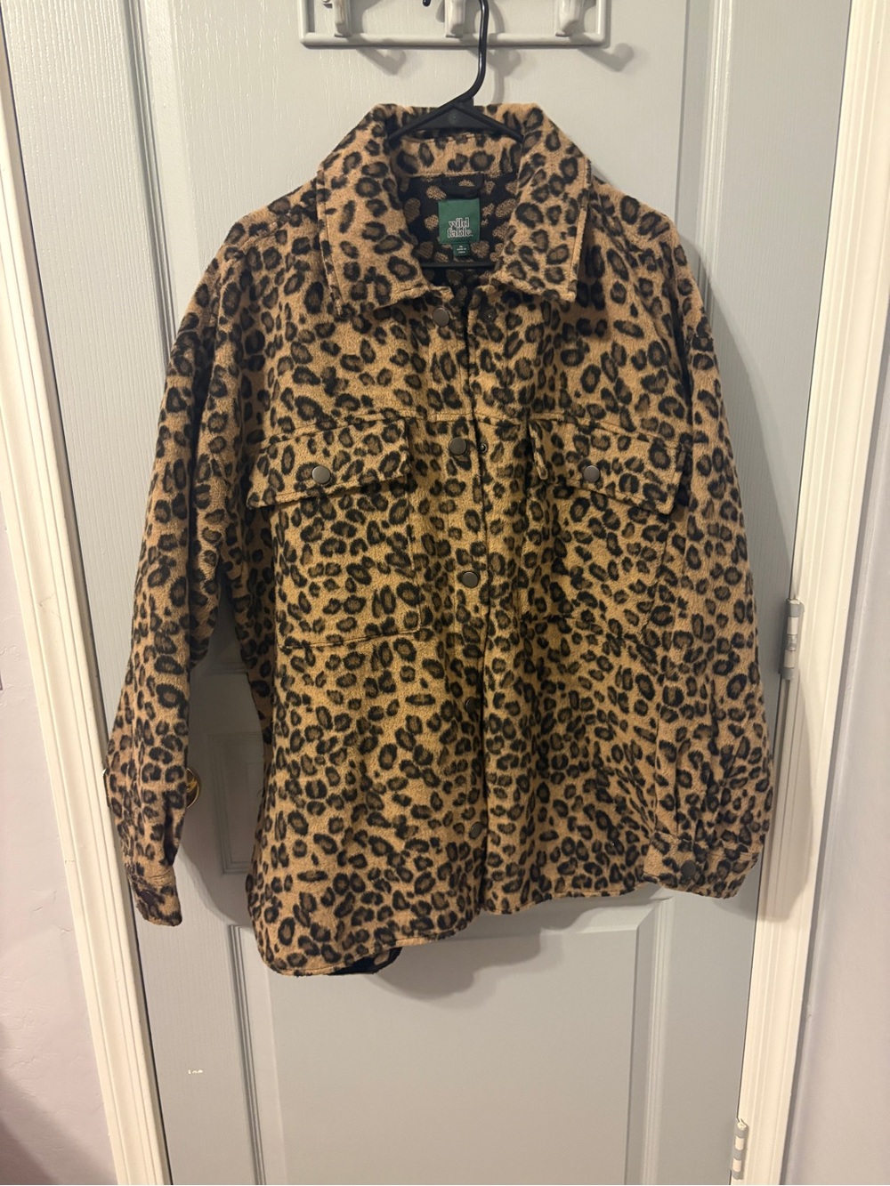 wild fable Leopard Print Teddy Shacket in Tan and Black